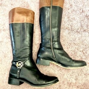 Michael Kors Shoes - Michael Kors High Black/Brown Leather Boots Michael Kors Shoes - Michael Kors High Black/Brown Leather Boots